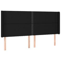 Vidaxl LED posteljno vzglavje črno 183x16x118/128 cm blago