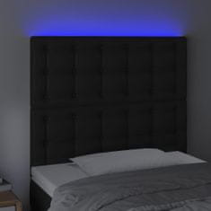 Vidaxl LED posteljno vzglavje črno 100x5x118/128 cm umetno usnje