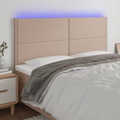 Vidaxl LED posteljno vzglavje kapučino 200x5x118/128 cm umetno usnje