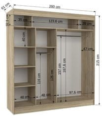 Trianova Garderobna omara z drsnimi vrati Karen - 200 cm