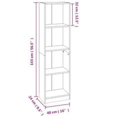 Vidaxl Knjižna omara 4-nadstropna dim. hrast 40x24x143 cm inženir. les