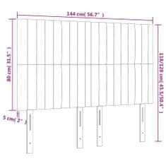 Vidaxl LED posteljno vzglavje temno sivo 144x5x118/128 cm blago