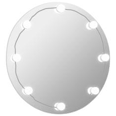 Greatstore Stensko ogledalo brez okvirja z LED lučkami okroglo steklo