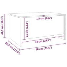 Vidaxl Klubska mizica rjavi hrast 80x55,5x41,5 cm konstruiran les