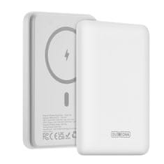 slomart Duzzona magnetni powerbank 5000 mAh z brezžičnim polnjenjem (MagSafe, Qi) USB-C 20W bela (W4)