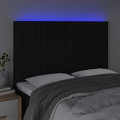 Vidaxl LED posteljno vzglavje črno 144x5x118/128 cm blago