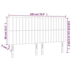 Vidaxl LED posteljno vzglavje temno sivo 180x5x118/128 cm žamet