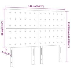 Vidaxl LED posteljno vzglavje črno 144x5x118/128 cm umetno usnje