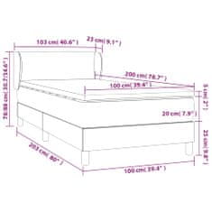 Vidaxl Box spring postelja z vzmetnico temno modra 100x200 cm žamet