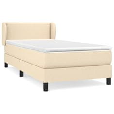 Vidaxl Box spring postelja z vzmetnico krem 100x200 cm blago