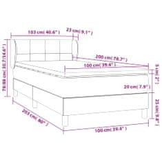 Vidaxl Box spring postelja z vzmetnico roza 100x200 cm žamet