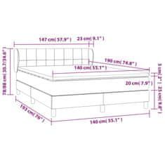 Vidaxl Box spring postelja z vzmetnico krem 140x190 cm blago