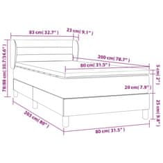 Vidaxl Box spring postelja z vzmetnico temno siva 80x200 cm blago