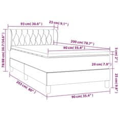 Vidaxl Box spring postelja z vzmetnico temno siva 90x200 cm blago