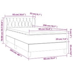 Vidaxl Box spring postelja z vzmetnico krem 90x200 cm blago