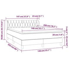 Vidaxl Box spring postelja z vzmetnico temno rjava 140x200 cm blago