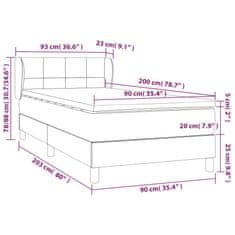 Vidaxl Box spring postelja z vzmetnico temno siva 90x200 cm žamet