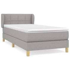 Vidaxl Box spring postelja z vzmetnico svetlo siv 100x200 cm blago