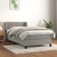 Vidaxl Box spring postelja z vzmetnico svetlo siva 90x200 cm žamet