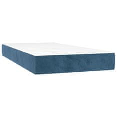 Vidaxl Box spring postelja z vzmetnico LED temno modra 90x200 cm žamet