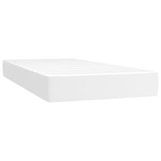Vidaxl Box spring postelja z vzmetnico LED bela 200x200cm umetno usnje