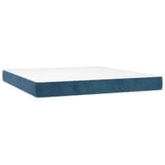 Vidaxl Box spring postelja z vzmetnico temno modra 180x200 cm žamet
