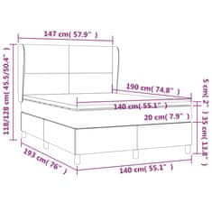 Vidaxl Box spring postelja z vzmetnico modra 140x190 cm blago