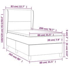 Vidaxl Box spring postelja z vzmetnico svetlo siva 80x200 cm žamet