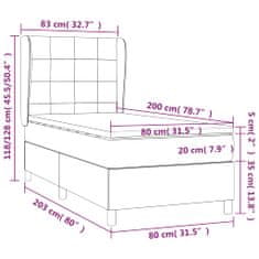 Vidaxl Box spring postelja z vzmetnico temno siva 80x200 cm žamet