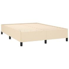 Vidaxl Box spring postelja z vzmetnico krem 140x200 cm blago