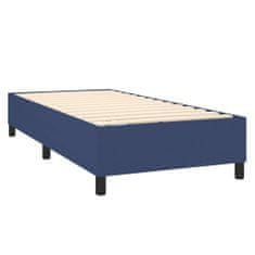 Vidaxl Box spring postelja z vzmetnico moder 90x190 cm blago