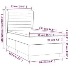 Vidaxl Box spring postelja z vzmetnico temno rjav 90x190 cm blago