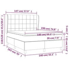 Vidaxl Box spring postelja z vzmetnico svetlo siv 140x190 cm žamet