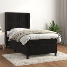 Vidaxl Box spring postelja z vzmetnico črn 90x190 cm žamet