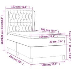 Vidaxl Box spring postelja z vzmetnico krem 100x200 cm blago