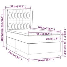 Vidaxl Box spring postelja z vzmetnico svetlo siva 90x200 cm blago