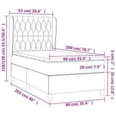 Vidaxl Box spring postelja z vzmetnico svetlo siva 90x200 cm žamet