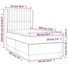 Vidaxl Box spring postelja z vzmetnico temno siv 90x190 cm žamet