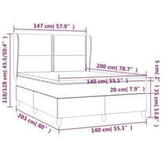 Vidaxl Box spring postelja z vzmetnico temno siva 140x200 cm blago