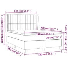 Vidaxl Box spring postelja z vzmetnico temno siva 140x200 cm blago