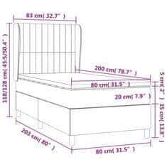 Vidaxl Box spring postelja z vzmetnico temno siva 80x200 cm žamet