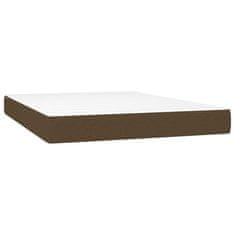 Vidaxl Box spring postelja z vzmetnico temno rjava 160x200 cm blago