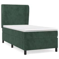 Vidaxl Box spring postelja z vzmetnico temno zelena 90x200 cm žamet