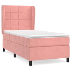 Vidaxl Box spring postelja z vzmetnico roza 90x200 cm žamet
