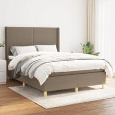 Vidaxl Box spring postelja z vzmetnico taupe 140x200 cm blago