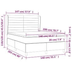 Vidaxl Box spring postelja z vzmetnico temno modra 140x200 cm žamet