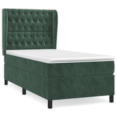 Vidaxl Box spring postelja z vzmetnico temno zelen 90x190 cm žamet