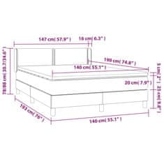 Vidaxl Box spring postelja z vzmetnico krem 140x190 cm blago