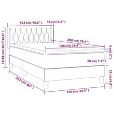 Vidaxl Box spring postelja z vzmetnico modra 100x200 cm blago