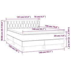 Vidaxl Box spring postelja z vzmetnico krem 140x190 cm blago